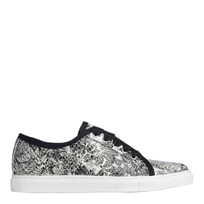 L K Bennett Black And White Python Embossed Leather Bette Trainers