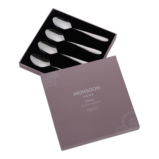 Monsoon 4 Piece Silver Mirage Serving Spoons