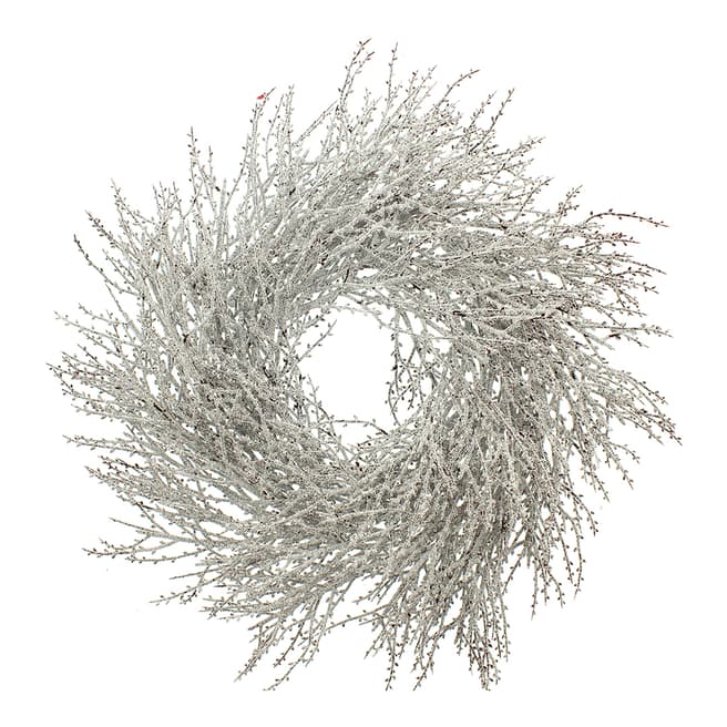 Festive Frosted Twig Wreath Decoration 45cm