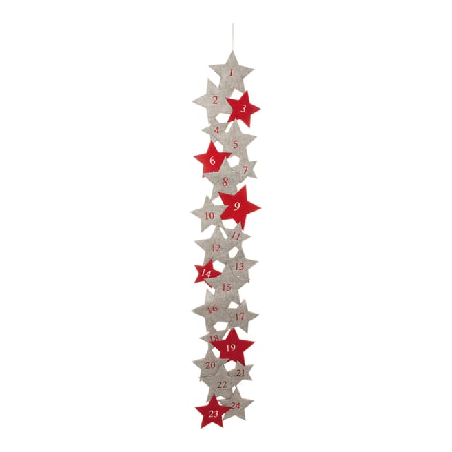 Festive Red/White Felt Star Advent Calendar 100cm