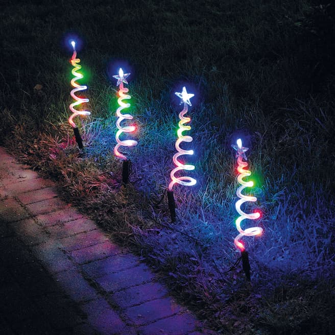 Festive Set of 4 Multicolour LED Spiral Trees