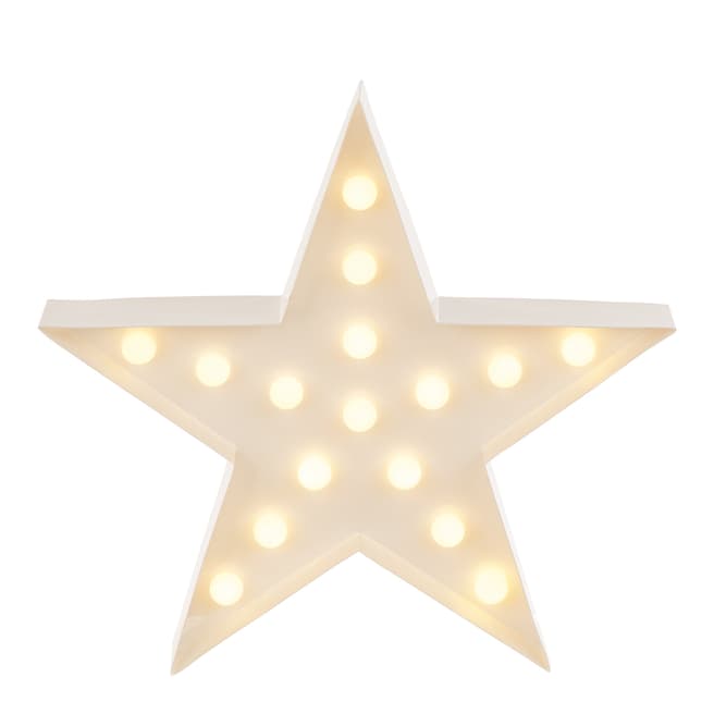 Festive White  Battery Operated Lit Metal Star With Timer Function 35cm