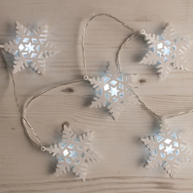 Festive White 20 Metal Snowflake LED Lights