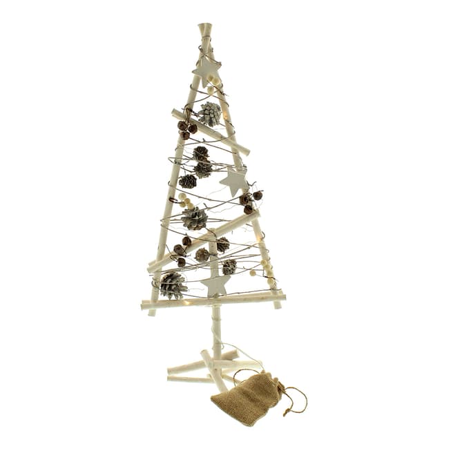 Festive White Boston Lit Rustic Tree with Timer Function 58cm