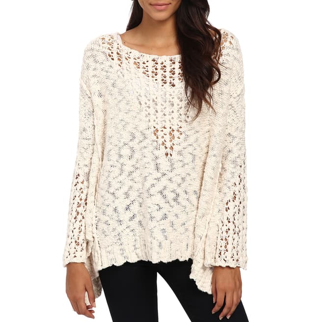 Free People Ivory Pretty Pointelle Sweater