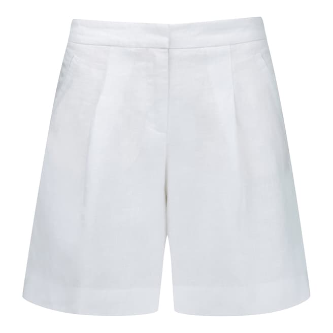Pure Collection White Laundered Linen Shorts