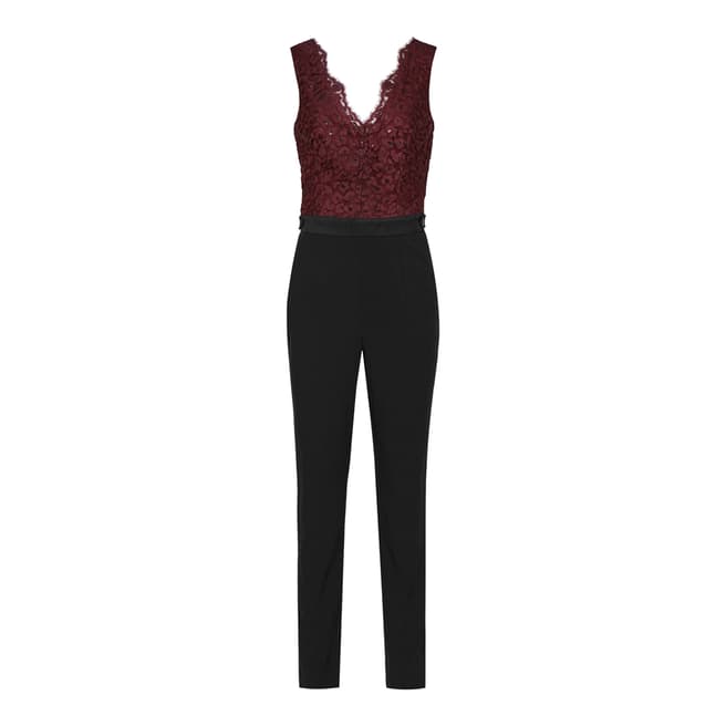 Reiss Red/Black Lace Top Amorie Jumpsuit
