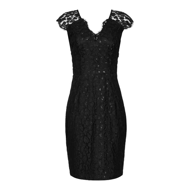 Reiss Black Mayra Leopard Lace Dress