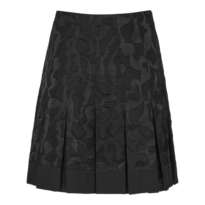 Reiss Black Hara Pleated Lace Skirt