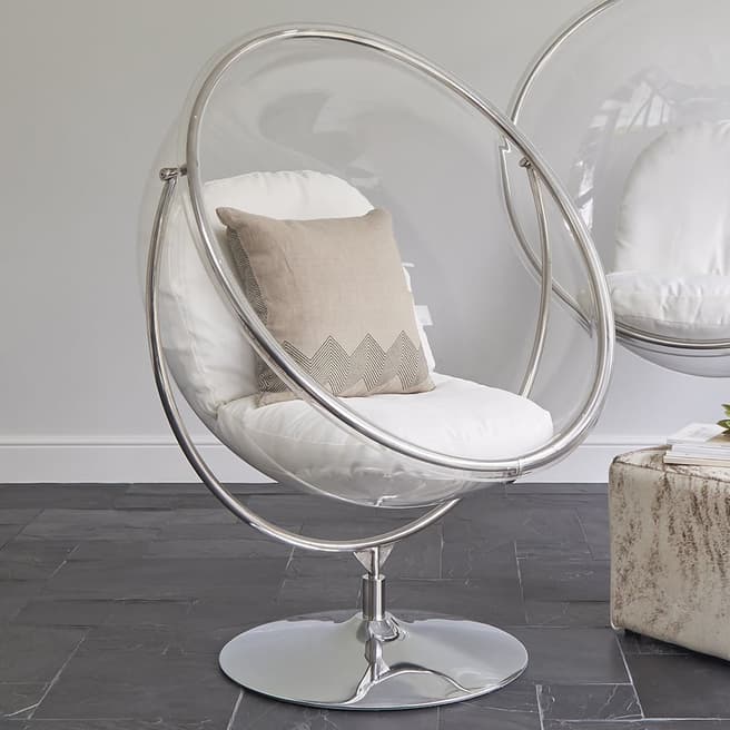 Wallace Sacks Ivory/Clear Bubble Inspired Chair on Floor Stand