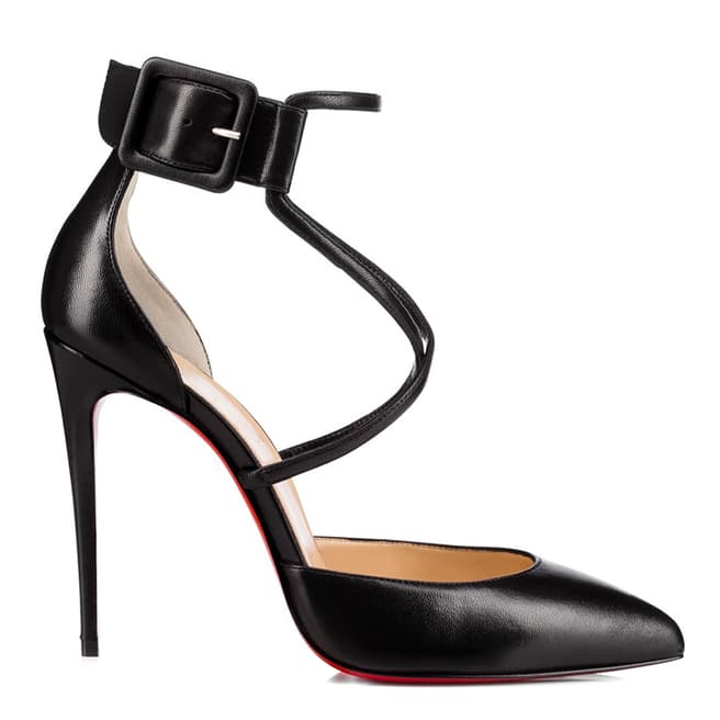 Christian Louboutin Black Leather Suzanna Strappy Pumps Heel 10cm