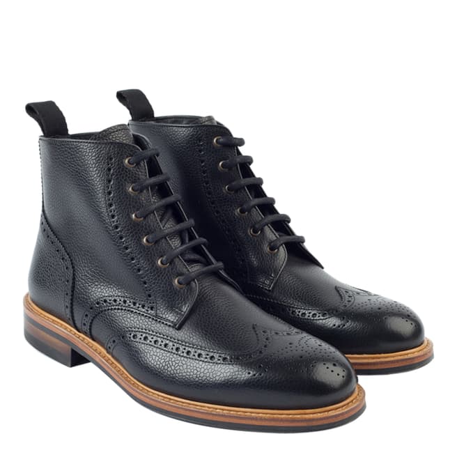John White Black Leather Bourton Boots