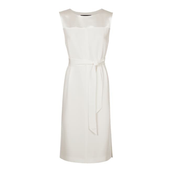 Jaeger White Cocoon Pleated Back Dress