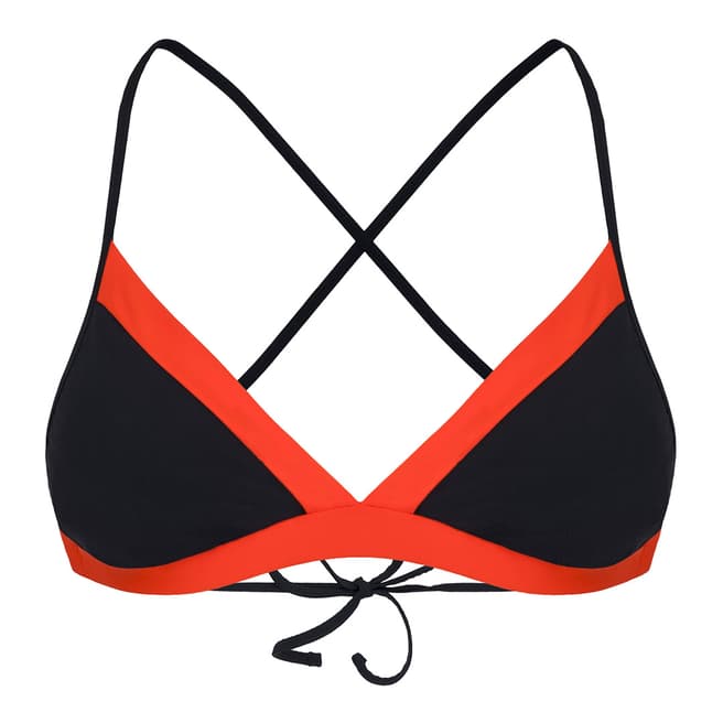 Amanda Wakeley Black/Papaya Colour Block Bikini Top