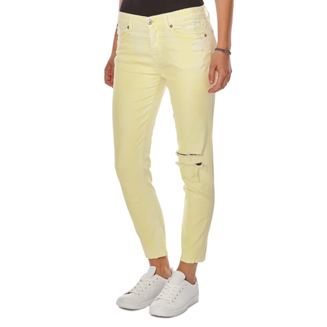7 For All Mankind Yellow Josie Cropped Stretch Skinny Jeans