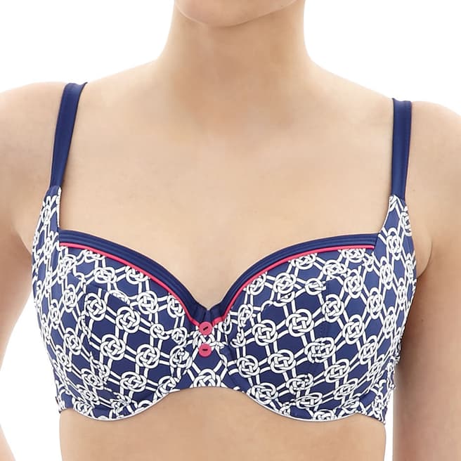 Cleo Swimwear Blue/White Lucille Balconnet Bikini Top