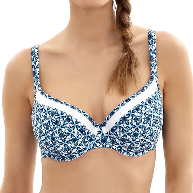 Panache Blue/White Rocha Balconnet Bikini Top