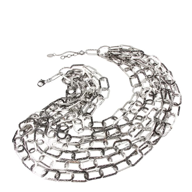 Amrita Singh Silver/Gunmetal Seven Tier Chain Necklace