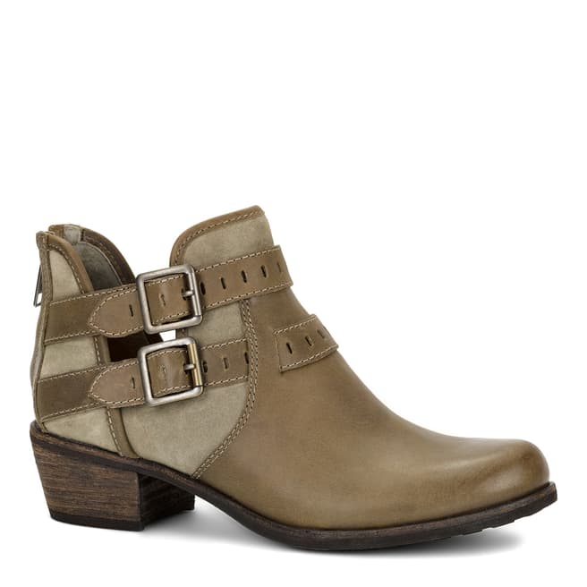 UGG Taupe Leather Patsy Sheepskin Lined Ankle Boots