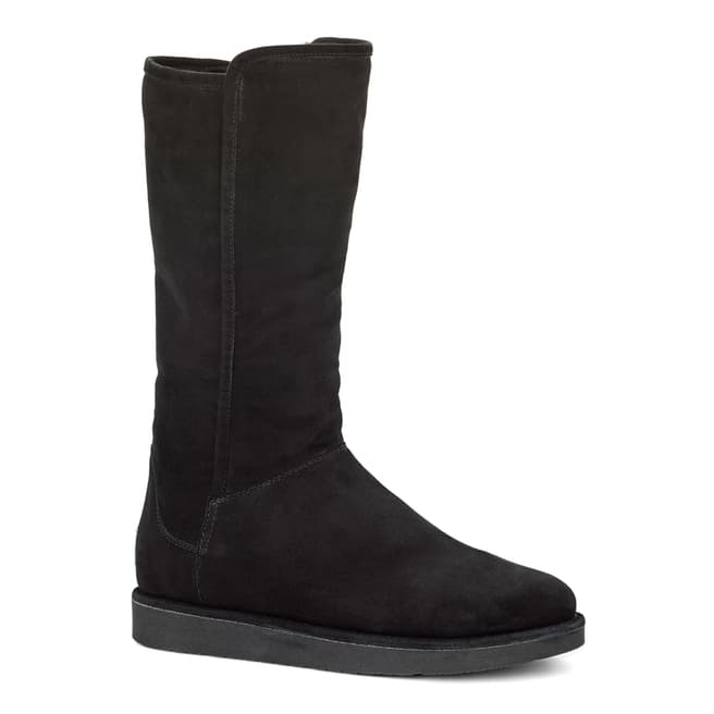 UGG Black Suede/Merino Sheepskin Abree Boots 