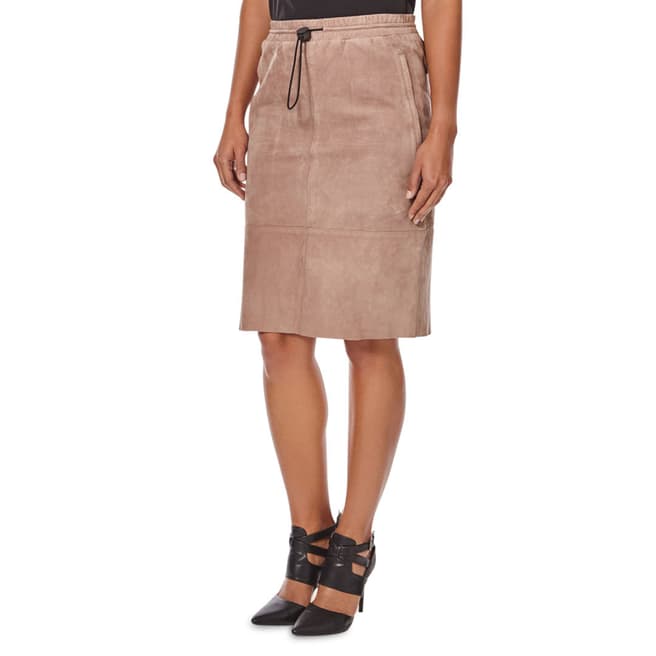 Joseph Taupe Margo Suede Leather Skirt
