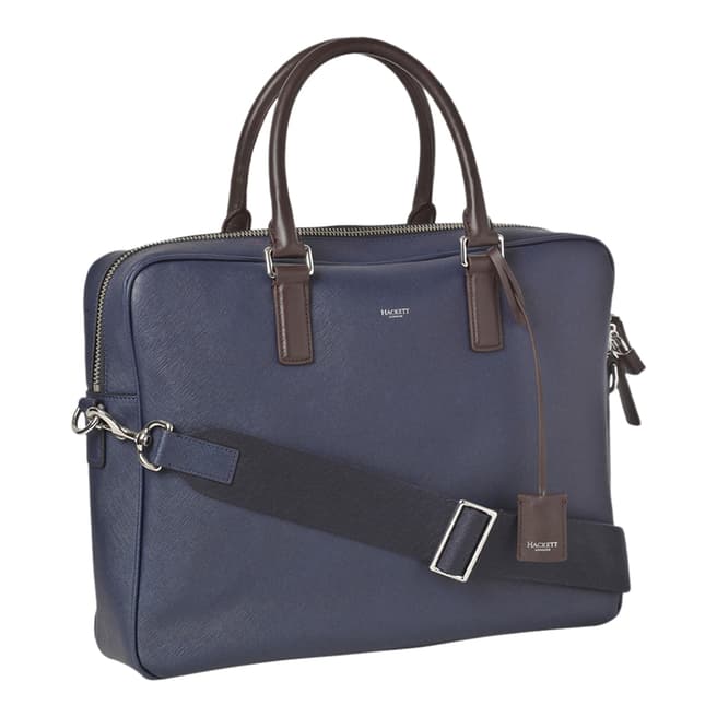 Hackett London Navy/Brown Business Leather Bag