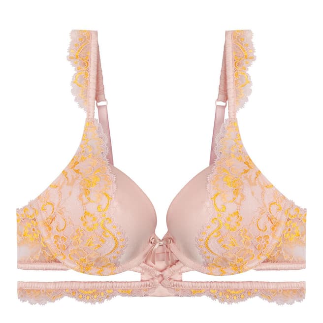 Pleasure State Couture Pink/Gold Isla Push Up Plunge Bra