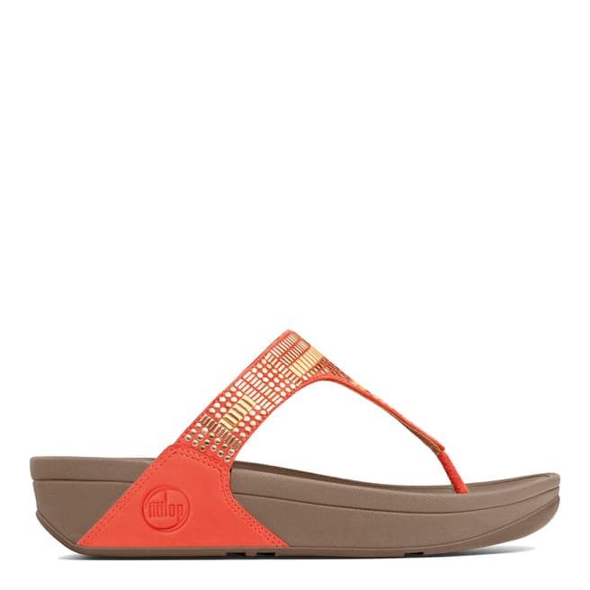 FitFlop Ultra Orange Leather Aztec Chada Sandals