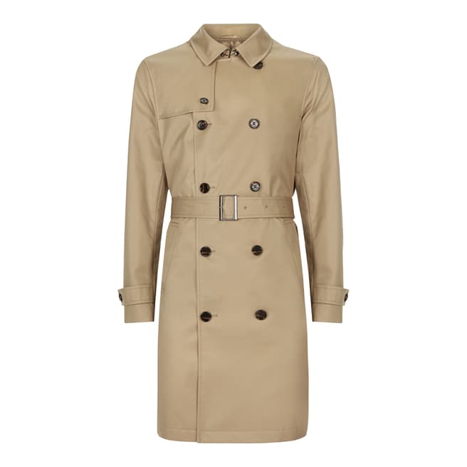 Jaeger Beige Double Breasted Cotton Trench Coat