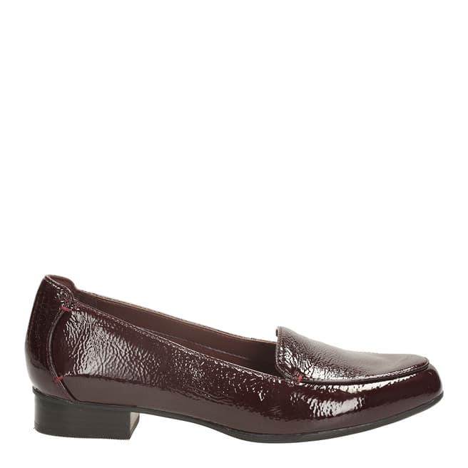 Clarks Women's Burgundy Patent Leather Keesha Luca Wide Fit Loafers