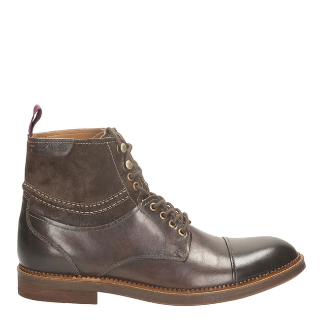 Clarks Men's Dark Brown Leather Bushwick Peak Lace Up Boots