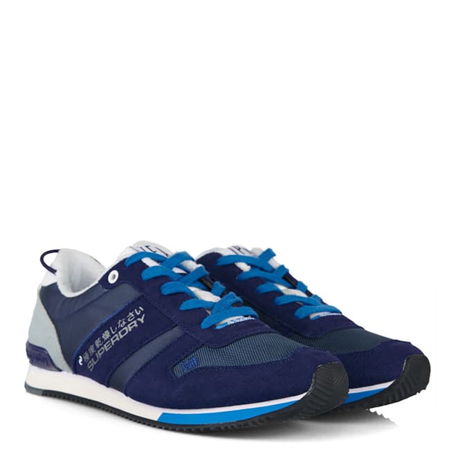 Superdry Navy/White Suede Super Sprint Trainers