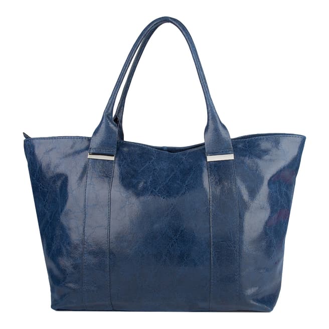 Giulia Monti Blue Leather Tote Bag