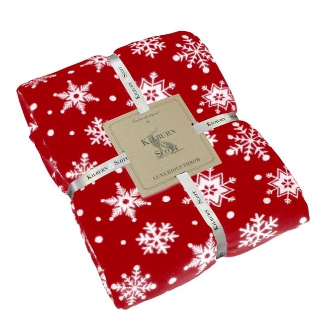 Gallery Living Red Snowflake Flannel Fleece Throw