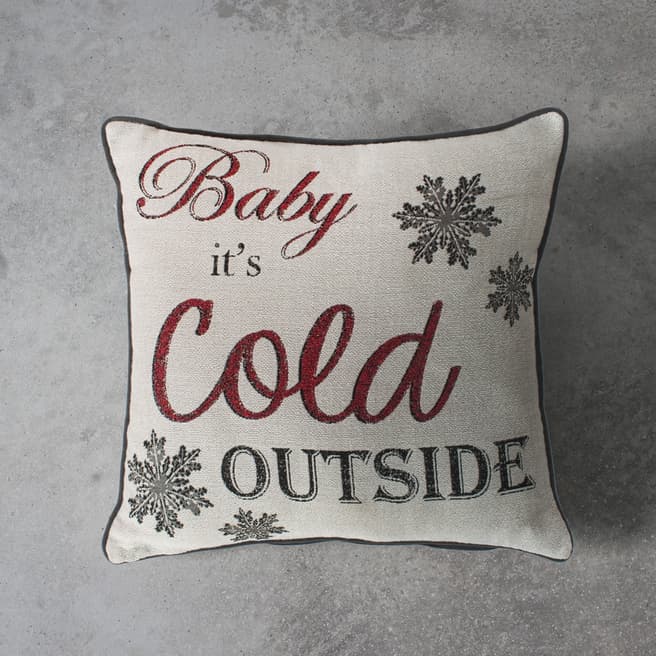 Gallery Living White/Multi Baby Its Cold Outside Cushion 45x45cm