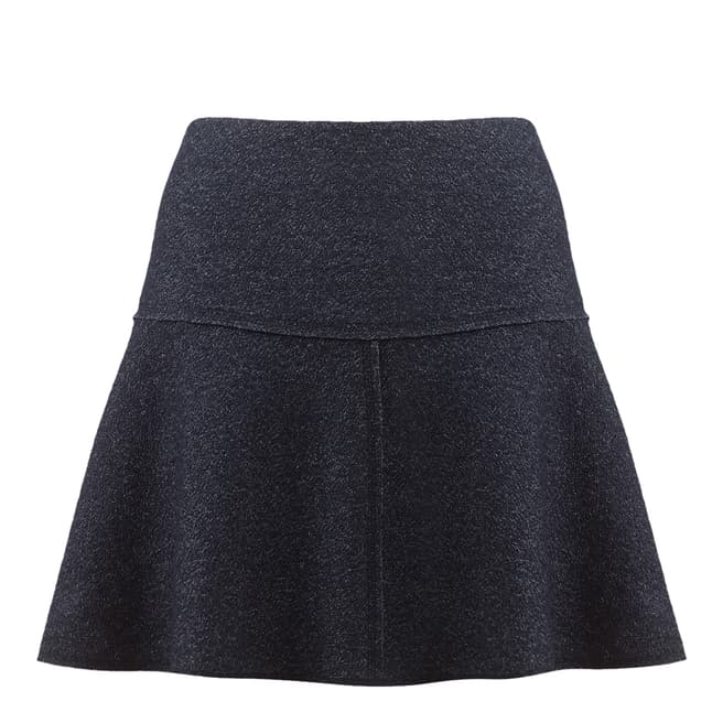 Jigsaw Womens Navy Speckled Wool Flared Skirt