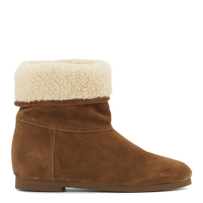 Jigsaw Brown Suede Livvy Flat Faux Fur Boots