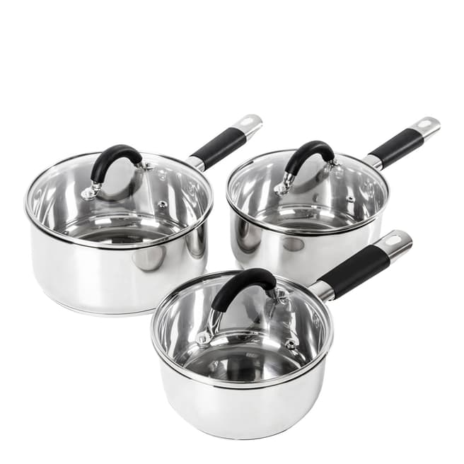 Tower Set of 3 Stainless Steel Saucepans