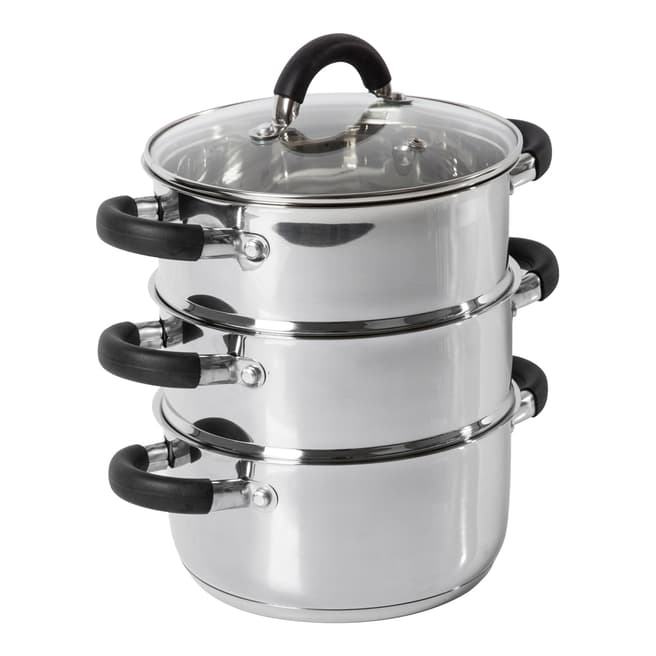 Tower Silver Stainless Steel 3-Tiered Steamer 18cm