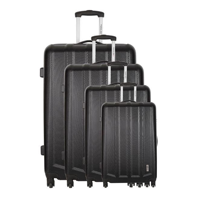 Travel One Set of Four Black Eyes Spinner Wheel Suitcases