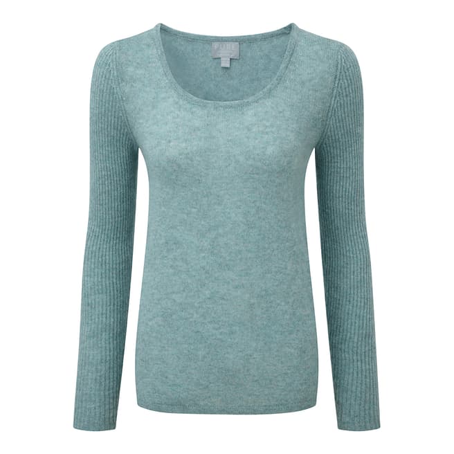 Pure Collection Blue Frost Scoop Neck Cashmere Jumper