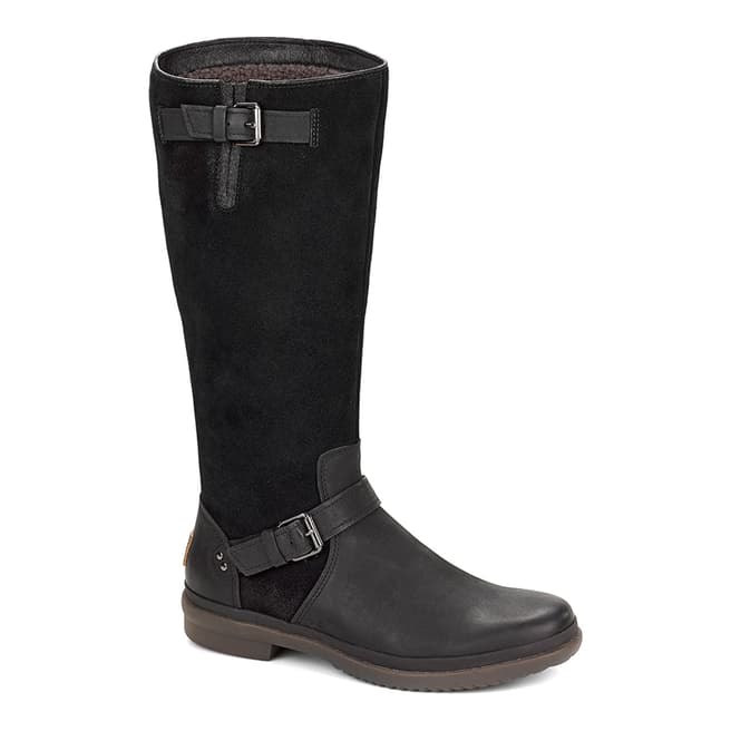 UGG Black Thomsen Suede and Leather Sheepskin Lined Boots