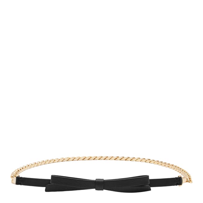 Reiss Black Leather Marlie Chain With Bow Belt