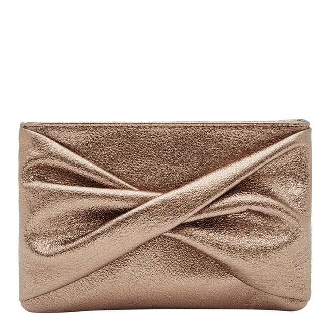Reiss Pewter Suede Knotted Purse