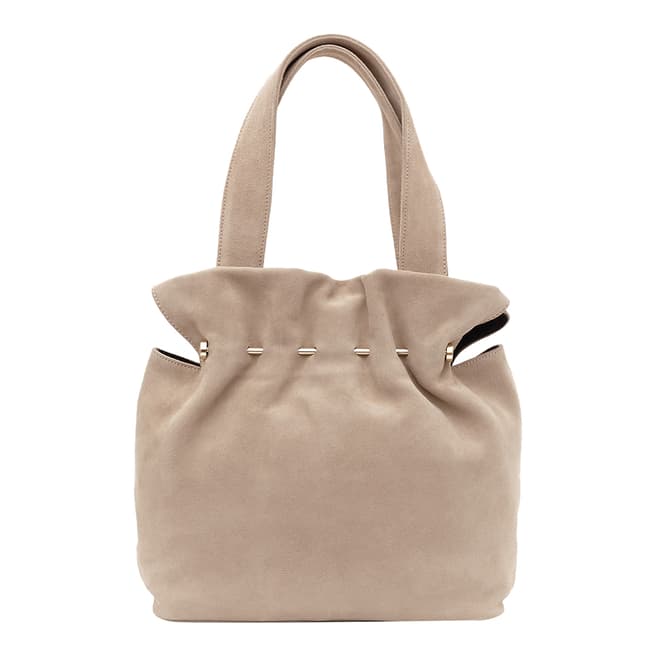 Reiss Nude Leather Cassius Metal Bar Tote Bag
