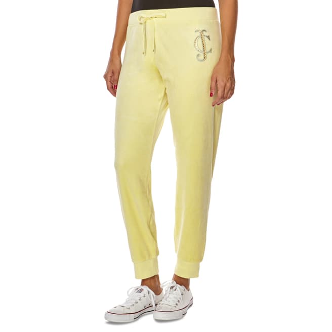 Juicy Couture Yellow Logo Juicy Frame Velour Lounge Trousers