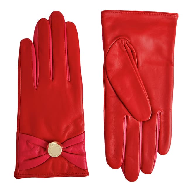 Ted Baker Red Leather Bowson Gloves