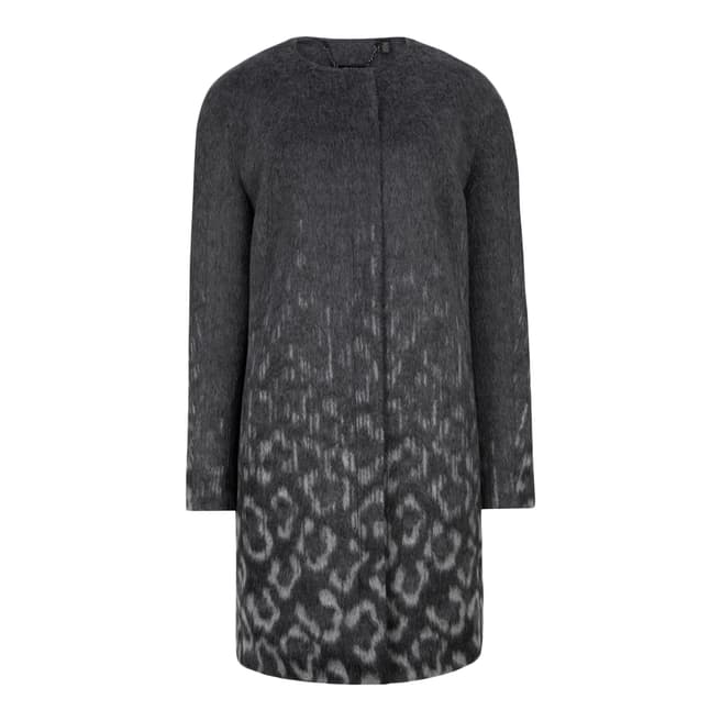 Ted Baker Charcoal Ceceli Exotic Print Cocoon Coat