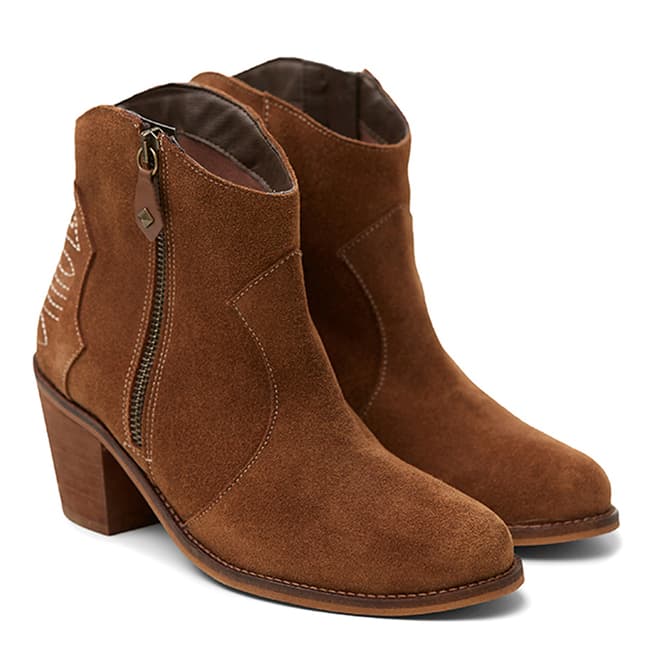 Lynn 77 Brown Suede Western Ankle Boots