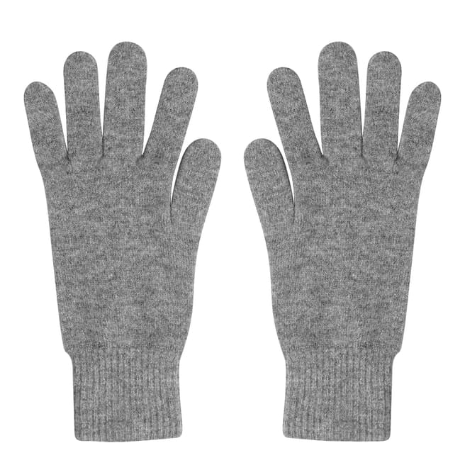 Laycuna London Grey Marl Cashmere Short Ribbed Gloves